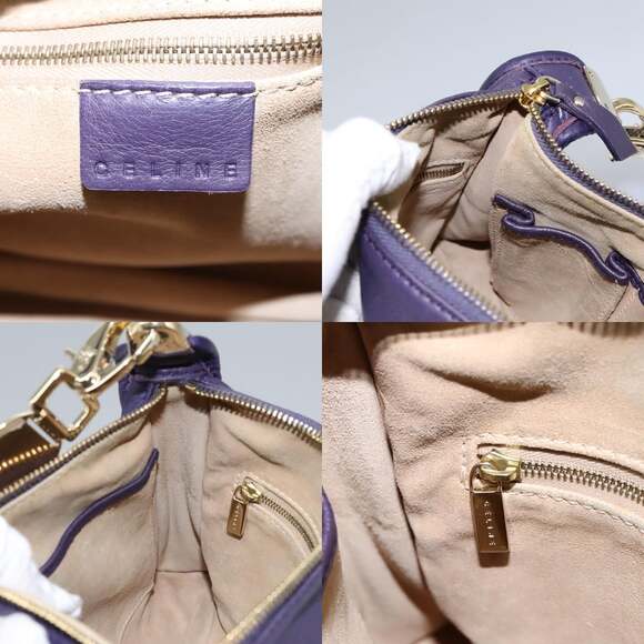 CELINE Shoulder Bag Leather Purple Gold - Picture 13 of 13